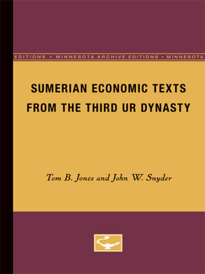 cover image of Sumerian Economic Texts from the Third Ur Dynasty